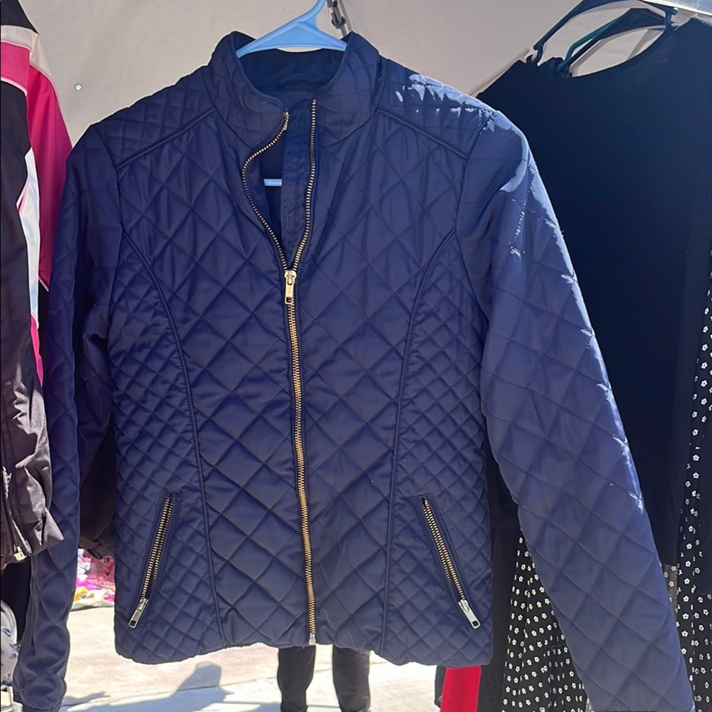 H&M Blue Puffer Jacket with Quilted Design